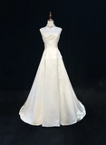 Vintage Bridal Gown A line Spaghetti Straps Sleeveless Pearls Long White 70s Wedding Dresses Elegant Bridal Gowns HZ1214