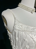 Vintage Bridal Gown A line Spaghetti Straps Sleeveless Pearls Long White 70s Wedding Dresses Elegant Bridal Gowns HZ1214