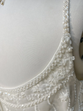 Vintage Bridal Gown A line Spaghetti Straps Sleeveless Pearls Long White 70s Wedding Dresses Elegant Bridal Gowns HZ1214