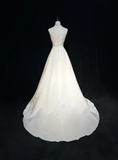 Vintage Bridal Gown A line Spaghetti Straps Sleeveless Pearls Long White 70s Wedding Dresses Elegant Bridal Gowns HZ1214