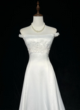 Vintage Bridal Gown A line Off The Shoulder Pearls Long White 70s Wedding Dresses Elegant Bridal Gowns HZ1214