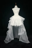 Unique Bridal Gown High Low Spaghetti Straps Lace Sleeveless White 50s Wedding Dresses Modest Bridal Gowns HZ1214