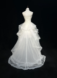 Unique Bridal Gown High Low Spaghetti Straps Lace Sleeveless White 50s Wedding Dresses Modest Bridal Gowns HZ1214