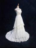 Unique Bridal Gown A Line Spaghetti Straps Lace Tulle Sleeveless White 50s Wedding Dresses Modest Bridal Gowns HZ1214