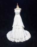 Unique Bridal Gown A Line Spaghetti Straps Lace Tulle Sleeveless White 50s Wedding Dresses Modest Bridal Gowns HZ1214