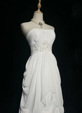 Retro Bridal Gown 1960s A line Strapless Sleeveless Chiffon Pleated Beads Long White Wedding Dresses Elegant Bridal Gowns HZ1214