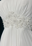 Retro Bridal Gown 1960s A line Strapless Sleeveless Chiffon Pleated Beads Long White Wedding Dresses Elegant Bridal Gowns HZ1214