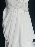 Retro Bridal Gown 1960s A line Strapless Sleeveless Chiffon Pleated Beads Long White Wedding Dresses Elegant Bridal Gowns HZ1214