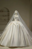 Pretty Wedding Dress Ball Gown Strapless White Long Satin Wedding Dresses Bridal Gowns Brides Gown HZ1214