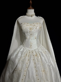 Unique Bridal Gown Ball Gown Sweetheart Appliques Lace Sleeveless White 50s Wedding Dresses Vintage Bridal Gowns HZ1214