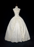 Unique Bridal Gown Ball Gown Sweetheart Appliques Lace Sleeveless White 50s Wedding Dresses Vintage Bridal Gowns HZ1214