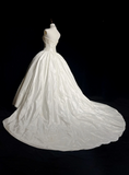 Unique Bridal Gown Ball Gown Sweetheart Appliques Lace Sleeveless White 50s Wedding Dresses Vintage Bridal Gowns HZ1214