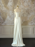 Modest Bridal Gown Mermaid Off The Shoulder Ivory Long Sleeves Satin Lace Wedding Dresses Elegant Bridal Gowns HZ1214