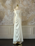 Modest Bridal Gown Mermaid Off The Shoulder Ivory Long Sleeves Satin Lace Wedding Dresses Elegant Bridal Gowns HZ1214
