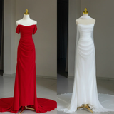 Modest Bridal Gown Sheath Off The Shoulder With Short Sleeves Tulle Wedding Dresses Elegant Bridal Gowns HZ1214