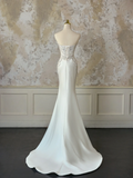 Modest Bridal Gown Mermaid Sweetheart Sleeveless Silver Beads Long White Wedding Dresses Elegant Bridal Gowns HZ1214
