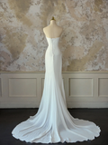 Modest Bridal Gown Mermaid Sweetheart Sleeveless Chiffon Long White Wedding Dresses Elegant Bridal Gowns HZ1214