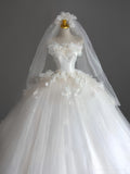 Pretty Wedding Dress Ball Gown Strapless White Long Tulle Wedding Dresses Bridal Gowns Brides Gown HZ1214