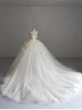 Pretty Wedding Dress Ball Gown Strapless White Long Tulle Wedding Dresses Bridal Gowns Brides Gown HZ1214