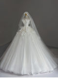Pretty Wedding Dress Ball Gown Strapless White Long Tulle Wedding Dresses Bridal Gowns Brides Gown HZ1214