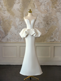 Modest Bridal Gown Mermaid Sweetheart Sleeveless Satin Long Ivory Wedding Dresses Elegant Bridal Gowns HZ1214
