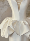 Modest Bridal Gown Mermaid Sweetheart Sleeveless Satin Long Ivory Wedding Dresses Elegant Bridal Gowns HZ1214
