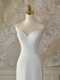 Modest Bridal Gown Mermaid Sweetheart Sleeveless Satin Long White Lace Wedding Dresses Elegant Bridal Gowns HZ1214
