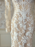 Modest Bridal Gown Mermaid Off The Shoulder White Long Sleeves Tulle Lace Wedding Dresses Elegant Bridal Gowns HZ1214