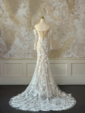 Modest Bridal Gown Mermaid Off The Shoulder White Long Sleeves Tulle Lace Wedding Dresses Elegant Bridal Gowns HZ1214