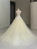 Pretty Ball Gown High Neck Tulle Light Yellow Long Quinceanera Dress Formal Gowns Vestido De 15 Anos Sweet 16 Dress HZ1214