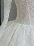 Unique Bridal Gown Ball Gown Off The Shoulder Lace Long Sleeves White 50s Wedding Dresses Vintage Bridal Gowns HZ1214