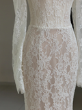 Modest Bridal Gown Mermaid Off The Shoulder White Long Sleeves Lace Wedding Dresses Elegant Bridal Gowns HZ1214