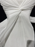 Unique Bridal Gown A Line Spaghetti Straps Chiffon Long White 50s Wedding Dresses Vintage Bridal Gowns HZ1214