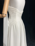 Unique Bridal Gown A Line Spaghetti Straps Chiffon Long White 50s Wedding Dresses Vintage Bridal Gowns HZ1214