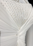 Unique Bridal Gown A Line Spaghetti Straps Chiffon Long White 50s Wedding Dresses Vintage Bridal Gowns HZ1214