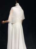 Unique Bridal Gown A Line Spaghetti Straps Chiffon Long White 50s Wedding Dresses Vintage Bridal Gowns HZ1214
