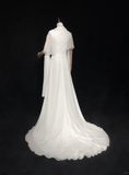 Unique Bridal Gown A Line Spaghetti Straps Chiffon Long White 50s Wedding Dresses Vintage Bridal Gowns HZ1214