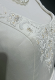 Unique Bridal Gown Ball Gown Square Neck Long White Satin 70s Wedding Dresses Vintage Bridal Gowns HZ1214