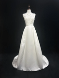 Unique Bridal Gown Ball Gown Square Neck Long White Satin 70s Wedding Dresses Vintage Bridal Gowns HZ1214