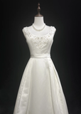 Unique Bridal Gown Ball Gown Square Neck Long White Satin 70s Wedding Dresses Vintage Bridal Gowns HZ1214
