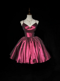 Vintage Ball Gown Spaghetti Straps Burgundy Mini Short Formal 8th Grade Homecoming Dresses Summer Middle School Hoco Dress 20th Birthday Outfits HZ1214