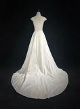 Unique Wedding Dress Ball Gown Square Neck Long White Satin 90s Wedding Dresses Vintage Bridal Gowns HZ1214