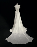 Unique Wedding Dress Sheath One Shoulder Chiffon White Flowers 90s Wedding Dresses Vintage Bridal Gowns HZ1214