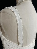 Unique Wedding Dress A Line Square Neck White Chiffon Beads 90s Wedding Dresses Vintage Bridal Gowns HZ1214
