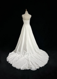 Unique Wedding Dress A Line Square Neck White Chiffon Beads 90s Wedding Dresses Vintage Bridal Gowns HZ1214