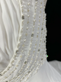 Unique Wedding Dress A Line Square Neck White Chiffon Beads 90s Wedding Dresses Vintage Bridal Gowns HZ1214