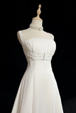 Unique Wedding Dress A Line Square Neck White Chiffon Beads 90s Wedding Dresses Vintage Bridal Gowns HZ1214