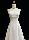 Unique Wedding Dress A Line Square Neck White Chiffon Beads 90s Wedding Dresses Vintage Bridal Gowns HZ1214