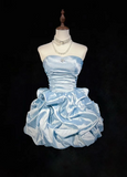 Vintage Ball Gown Sweetheart Taffeta Light Sky Blue Sleeveless Mini Short Formal 8th Grade Homecoming Dresses Summer Middle School Hoco Dress Homecoming Outfits HZ1214