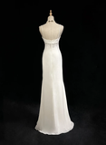 Unique Wedding Dress Mermaid Spaghetti Straps White Chiffon Beads 90s Wedding Dresses Vintage Bridal Gowns HZ1214